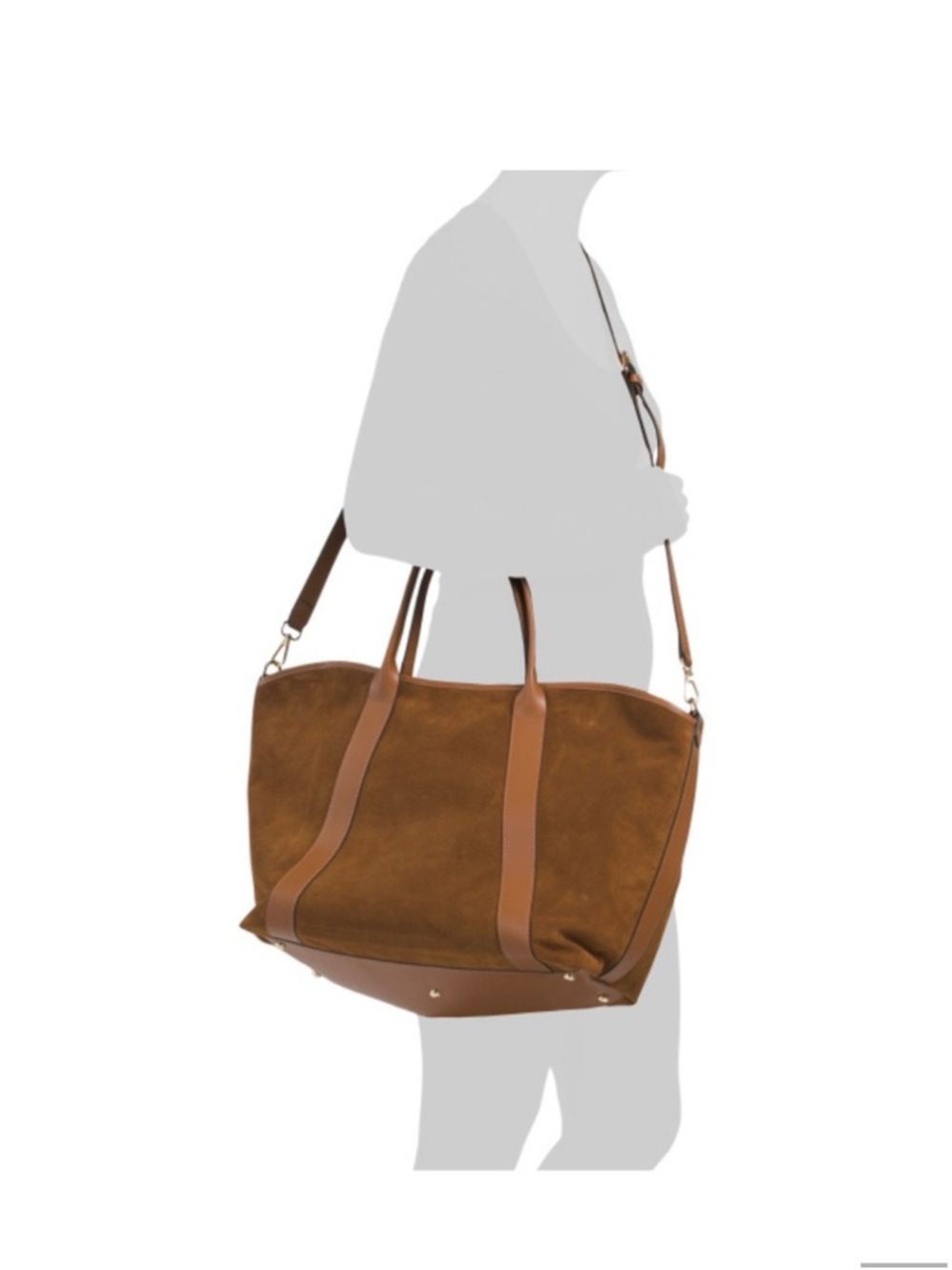 Amerai Dark Brown Suede Tote Bag with Shoulder Strap- NWOT - Picture 5 of 6